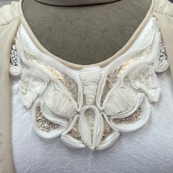 Saivana White Tank Top with Bib Collar and Asymmetrical Cut Out Design - Picture 7 of 8